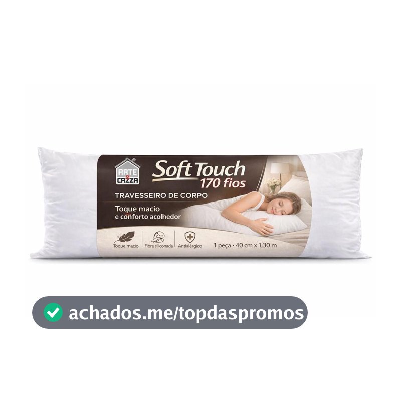 Travesseiro de Corpo 40cm x 1,30m Soft Touch Branco - Arte & Cazza - Travesseiro de Corpo - Magazine Walleskaricardo