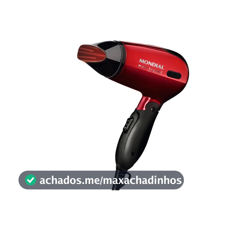 Secador de Cabelo Mondial Max Travel SC-10 Vermelho - e Preto 1200W 2 Velocidades - Secador de Cabelo - Magazine Promosdomega