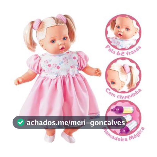 Boneca Angelina Grande Fala 62 Frases Com Mamadeira Mágica Infantil Menina