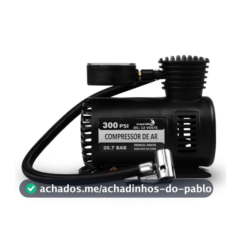 Mini Compressor Ar 300psi 12v P/ Pneu Carro Moto Bicicleta