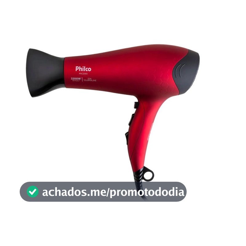 Secador de Cabelo Philco Íons Tourmaline Cherry 2200W 2 Velocidades PSC2350