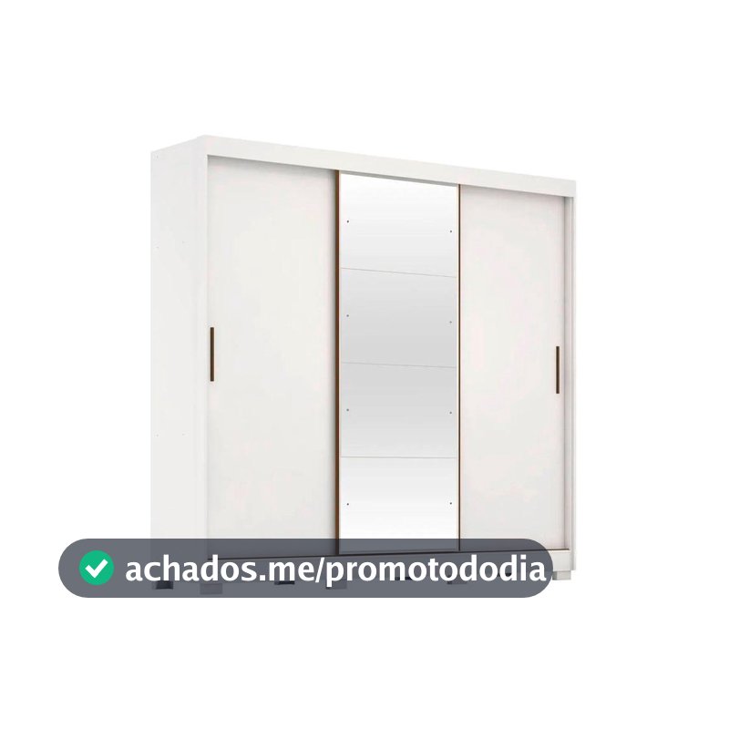 Guarda-roupa Casal com Espelho 3 Portas de Correr 6 Gavetas Demóbile Londres