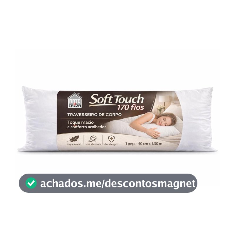 Travesseiro de Corpo 40cm x 1,30m Soft Touch Branco - Arte & Cazza - Travesseiro de Corpo
