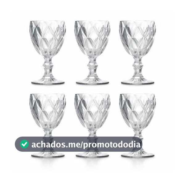 Jogo Taças Transparentes 6 Unidades Cristal Suco Agua Vidro Transparência Impecável - Mega Prime - Taças