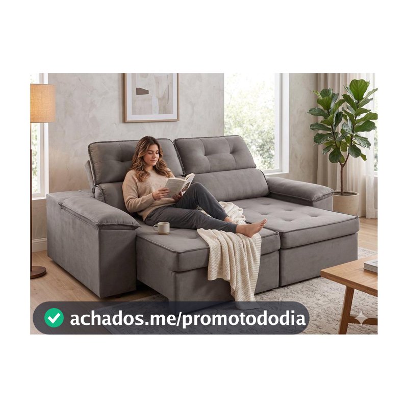 Sofá 3 Lugares Retrátil Reclinável Veludo Kratos SMP