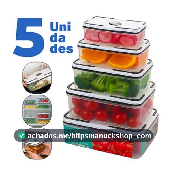 Conjunto De 5 Potes Herméticos De Plástico Com Tampa De Vedação Freezer Geladeira Microondas Top