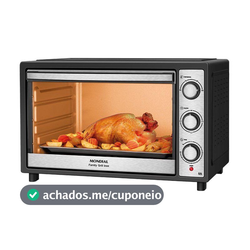 Forno Elétrico de Bancada Mondial Preto e Inox 52L Preto Family Grill FRN-52-BI