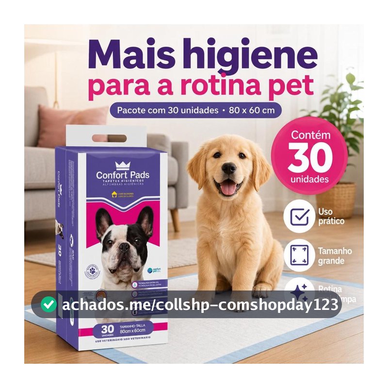 Tapete Confort Descartável Para Filhotes 80x60 C/ 30 Un
