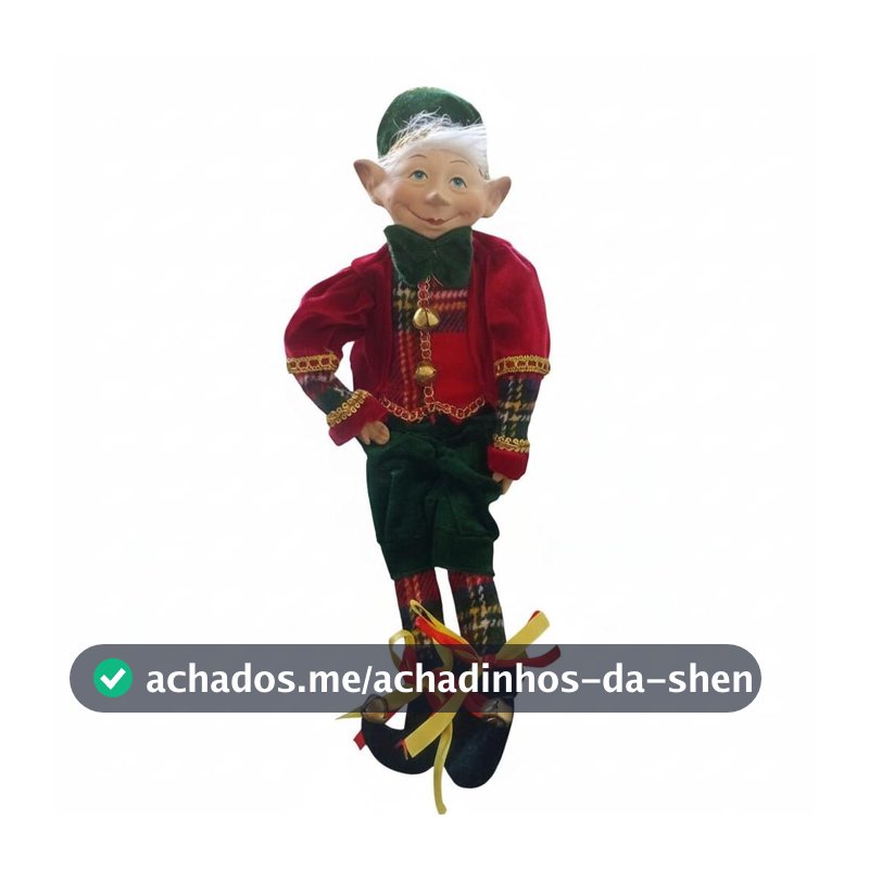 Boneco Menino Elfo 45cm Pés e Mãos Articuláveis Decoração Natalina Porcelana - Florarte - Boneco de Neve - Magazine In_2936609
