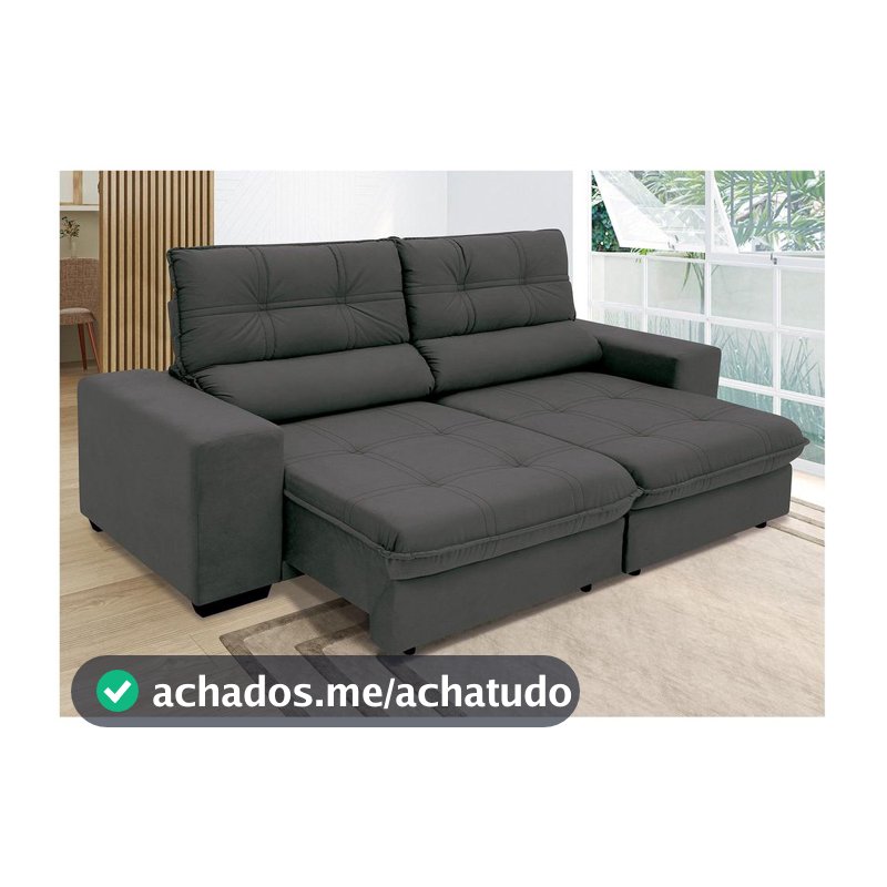 Sofá Retrátil Reclinável 3 Lugares Suede Brunello Linoforte