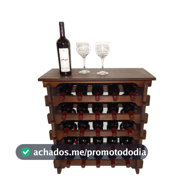 Adega Vinho Madeira 25 Garrafas Tipo Mesinha Cor Imbuia C05 - Cevey Adegas e Artesanatos - Adega de Vinho - Magazine Axadinhos99