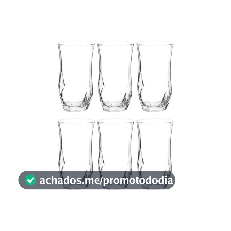Jogo de Copos de Vidro Long Drink 360ml 6 Peças Nadir Ópera