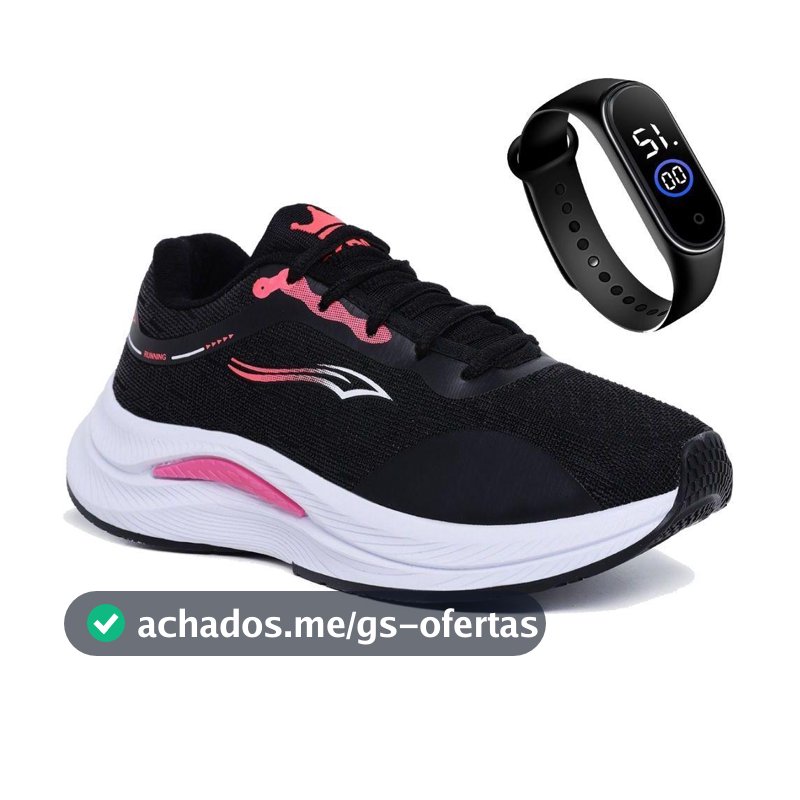 Tênis Feminino Caminhada Academia Esportivo Confortável + Relógio