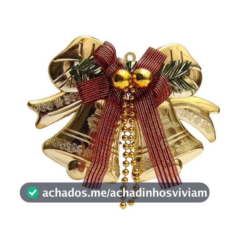Enfeite De Natal De Porta Sinos Com Laço 20cm Ouro - Fitas e Festas - Enfeite de Porta de Natal - Magazine In_2936609
