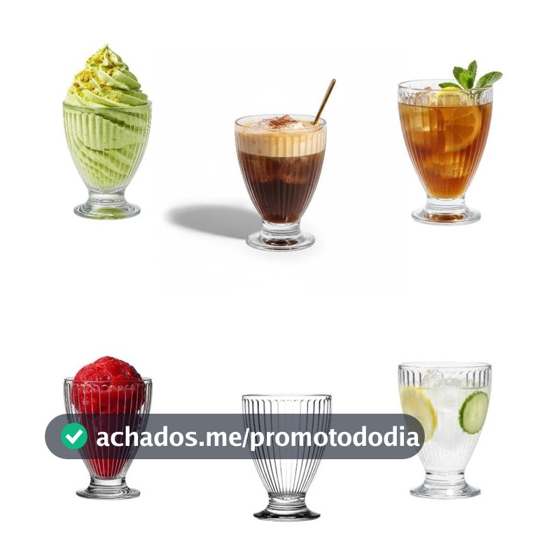 Jogo de 6 taça de vidro copo de luxo para sobremesa suco drink sorvete refresco material canelado resistente com essencial para um verão resfrescante