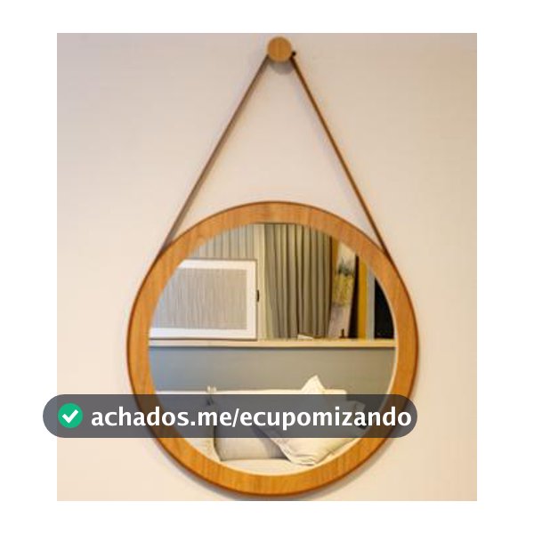 Espelho ADNET, com Alças de Couro, Moldura 4cm cor Freijó Amadeirado. - MODART - Espelho Decorativo - Magazine Sacafarelli
